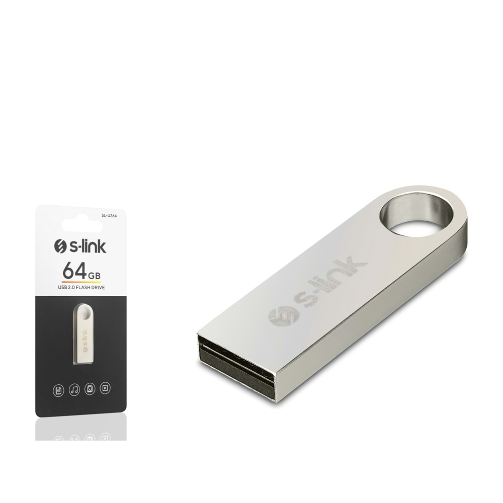 S-LINK SLU264 64 GB USB 2.0 Metal Gövde Flash Bellek Gümüş