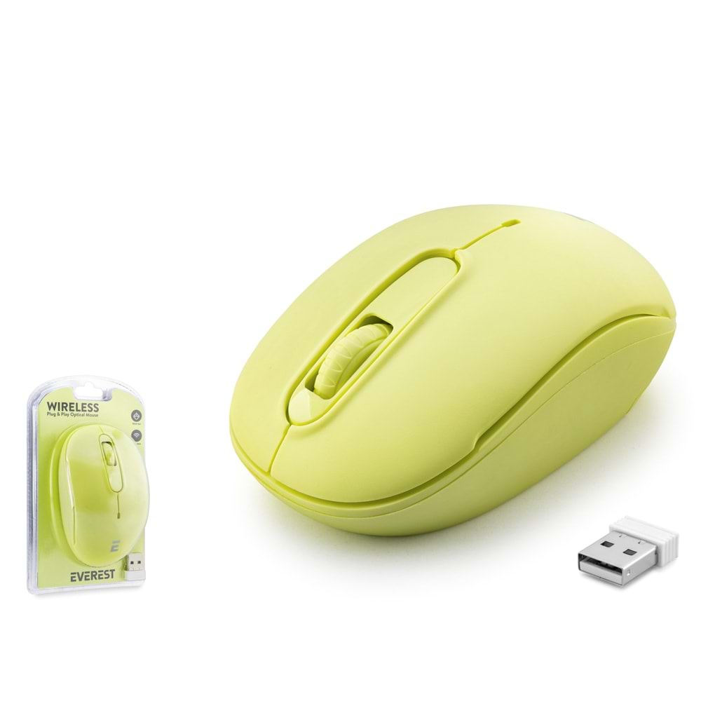 EVEREST SMW666S Kablosuz Mouse 2.4 GHz 1500 DPI Sarı