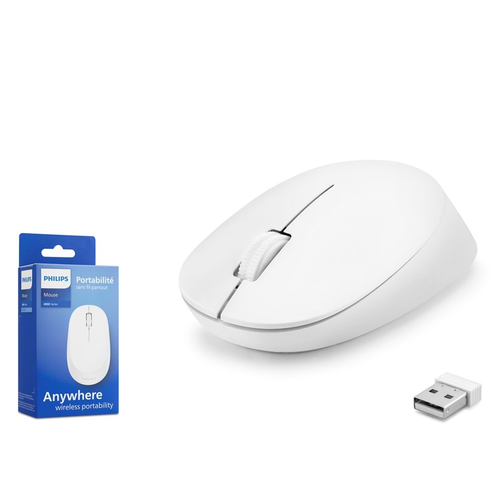 PHILIPS SPK7407 Sessiz Dual Mode Kablosuz Mouse 2.4 GHz Bluetooth 5.0 1600 DPI Beyaz
