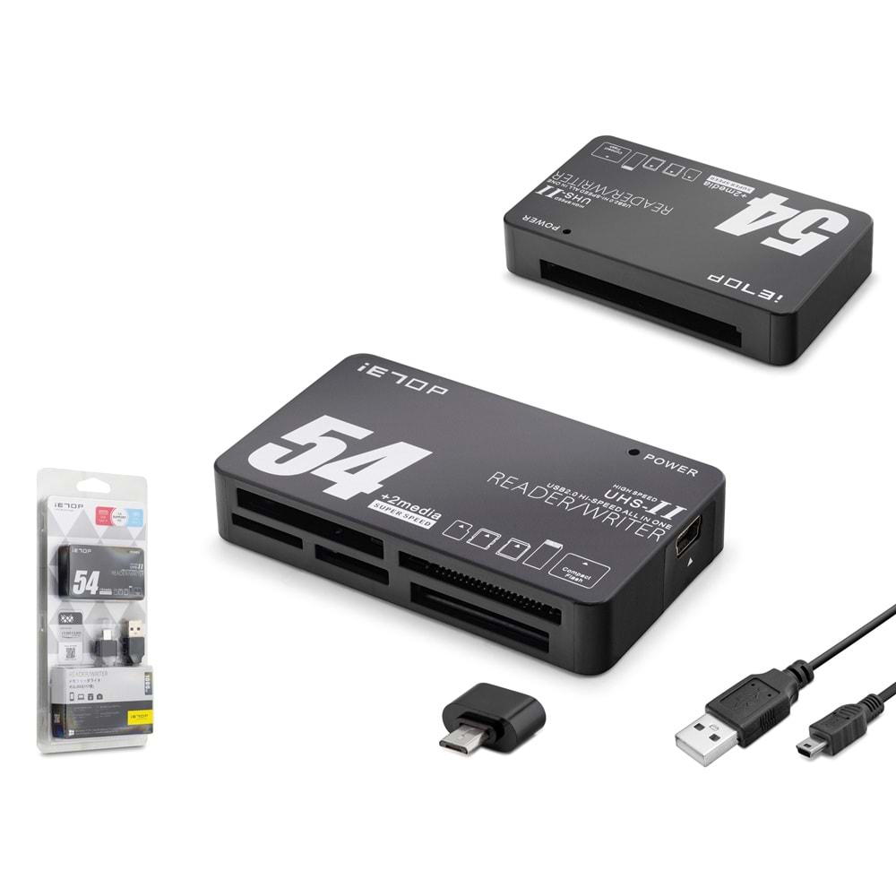 iETOP TC209 USB Type-C All in One Kart Okuyucu SD MicroSD MMC MS 480 Mbps Siyah
