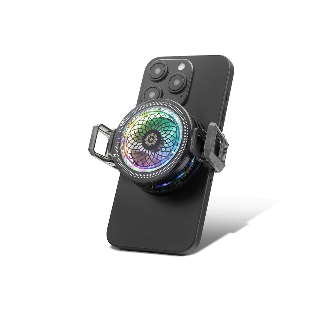 HADRON TH29 Klipsli Telefon Soğutucu Fan RGB Isı Göstergeli Siyah