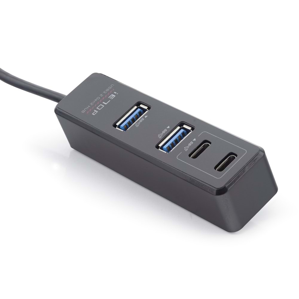 iETOP TU1009 Type-C 3.2 Gen2 Hub 4 Port 10 Gbps Siyah