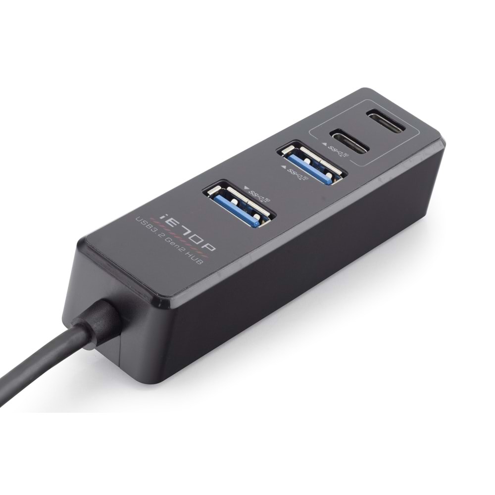 iETOP TU1009 Type-C 3.2 Gen2 Hub 4 Port 10 Gbps Siyah