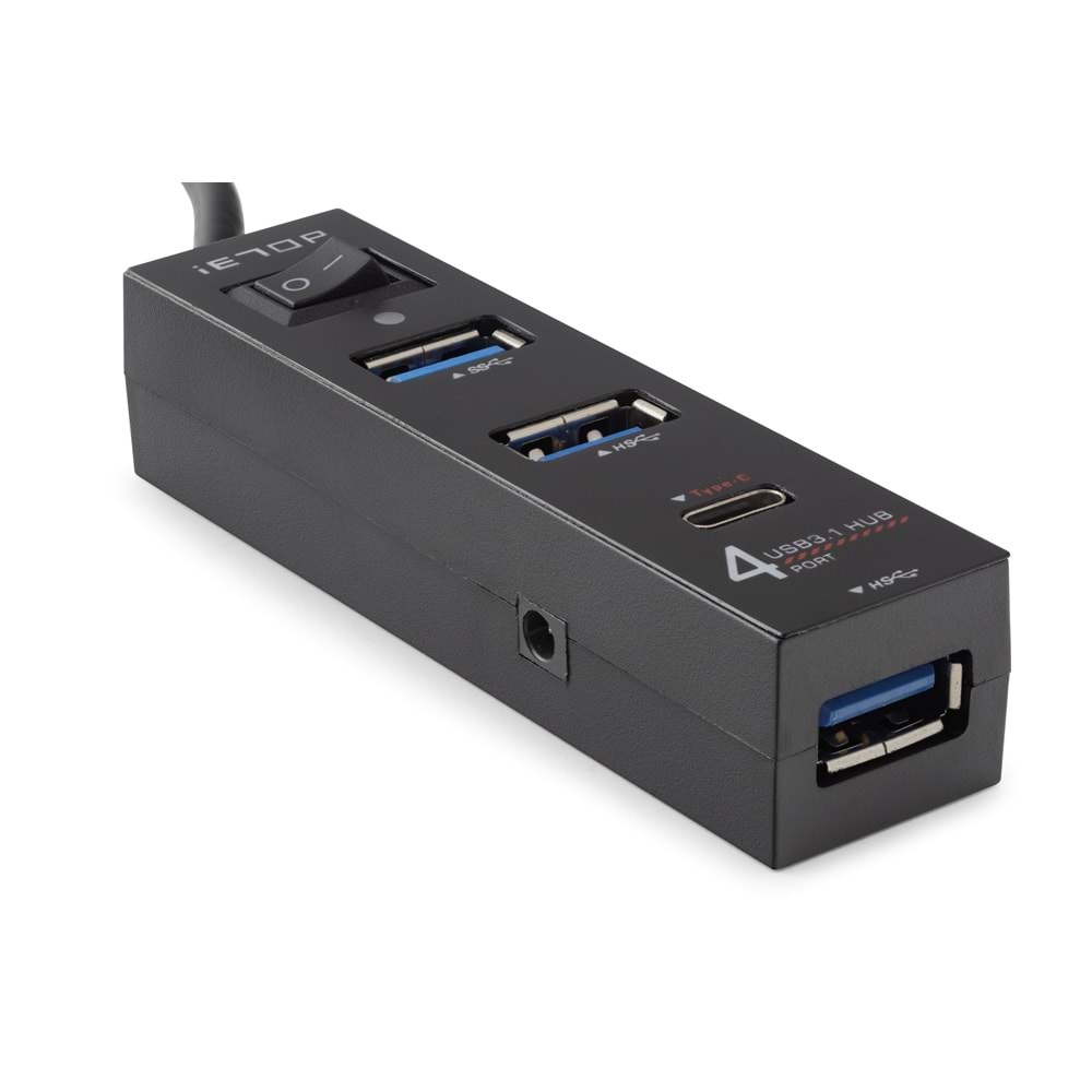 iETOP U329A USB 3.1 Gen1 Anahtarlı Hub 4 Port 5 Gbps Siyah