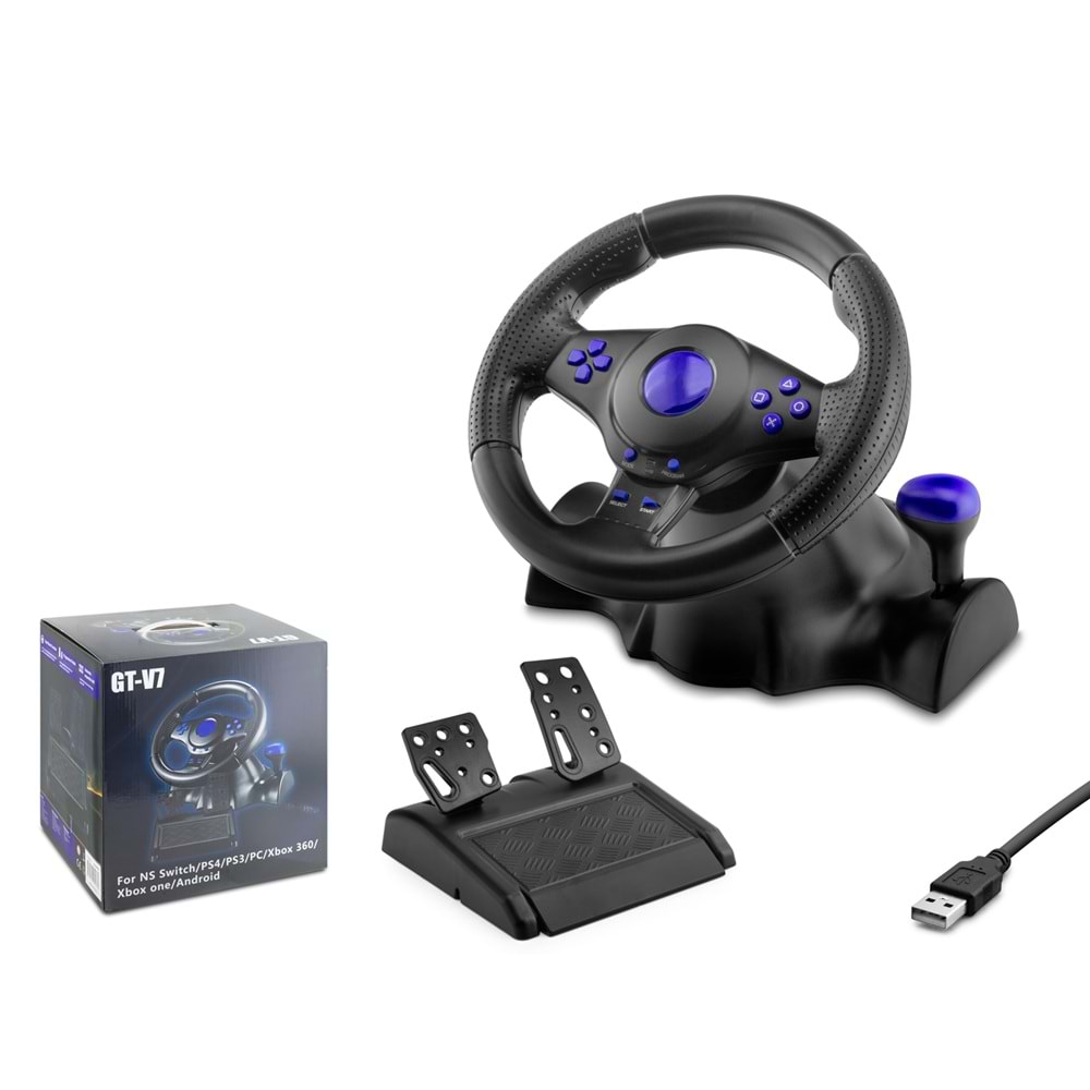 HADRON VW9824 Oyuncu Direksiyon Seti 180° PS4 PS3 PS2 PC Xbox Switch Android Uyumlu Siyah