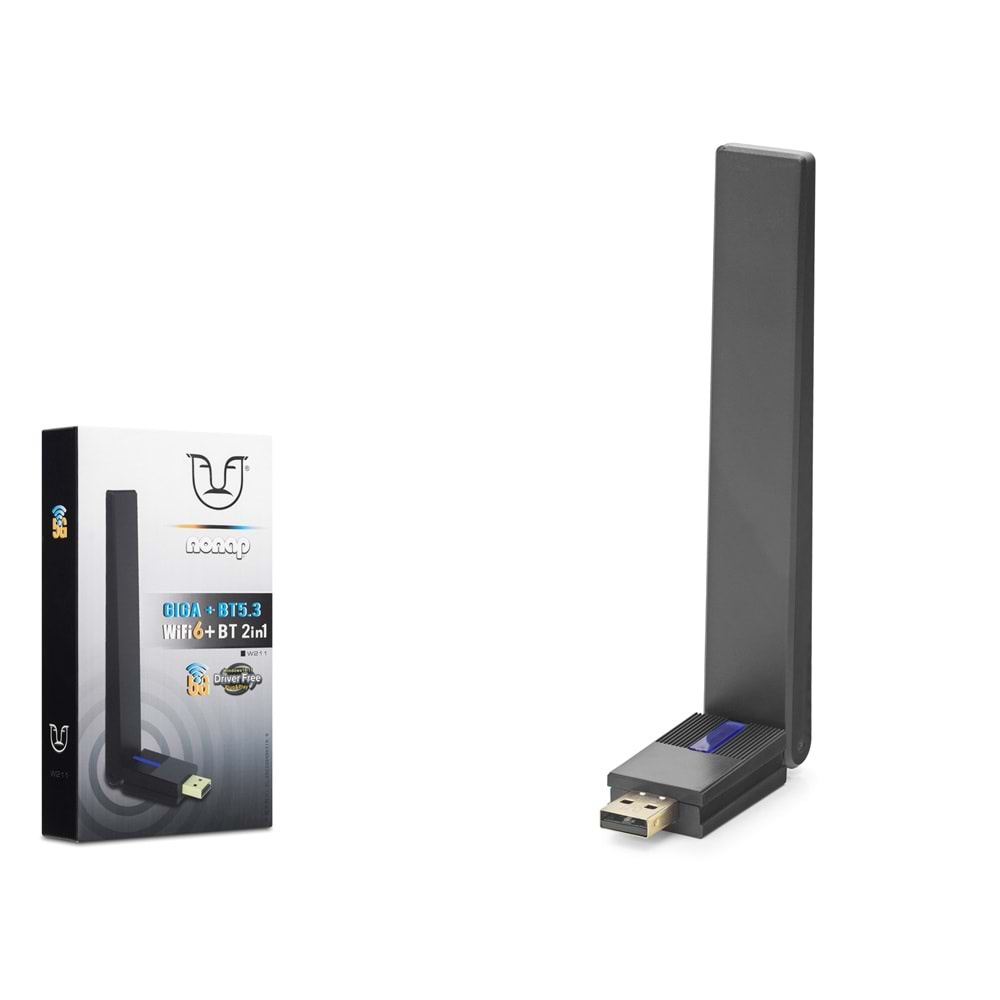 NONAP W211 USB WiFi 6 Bluetooth 5.3 Adaptörü 1 Gbps 5 GHz Dual Band Siyah