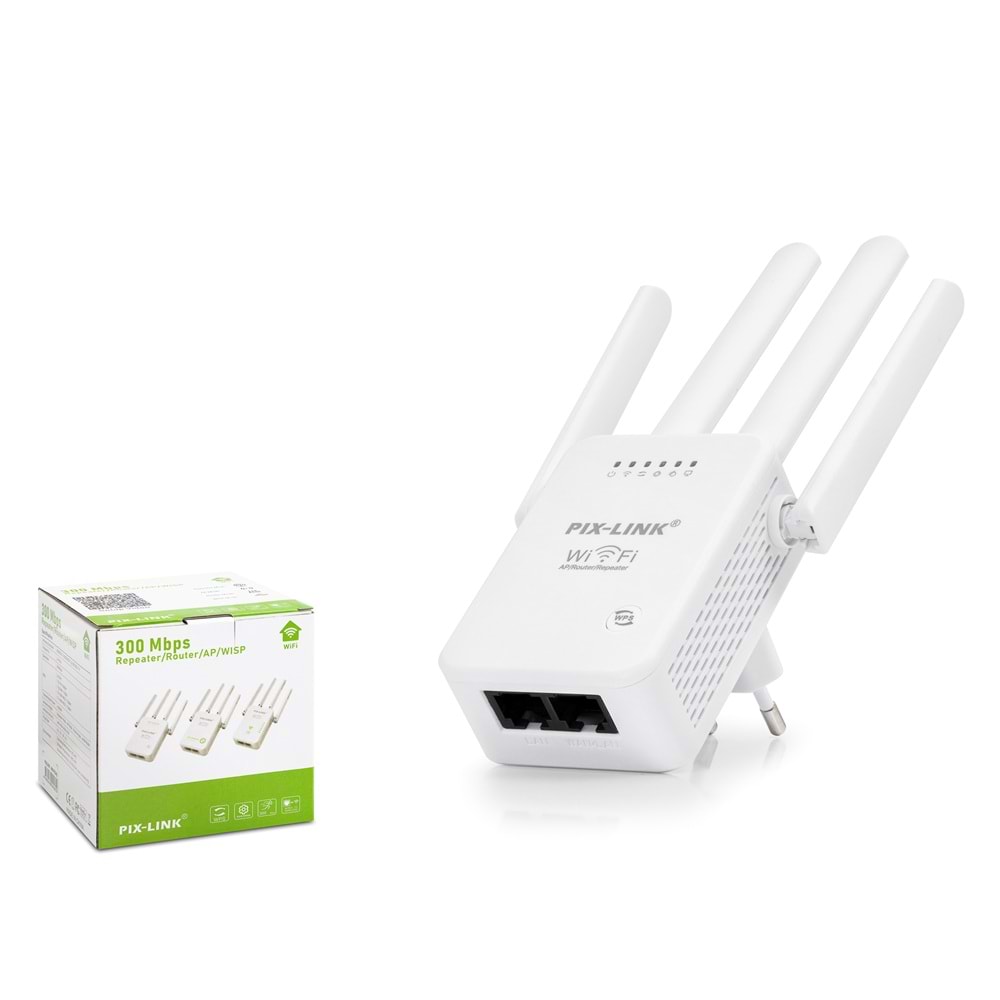 PIXLINK WR47D4Q WiFi Repeater Router Access Point 300 Mbps Beyaz