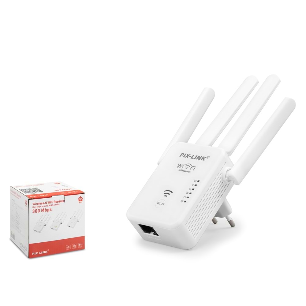 PIXLINK WR49S4T WiFi Repeater Access Point 300 Mbps Beyaz