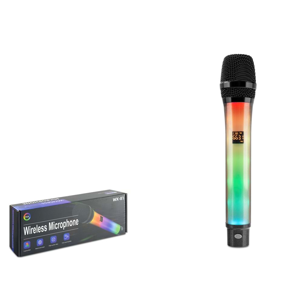 HADRON WX-81 UHF Kablosuz RGB Mikrofon Siyah