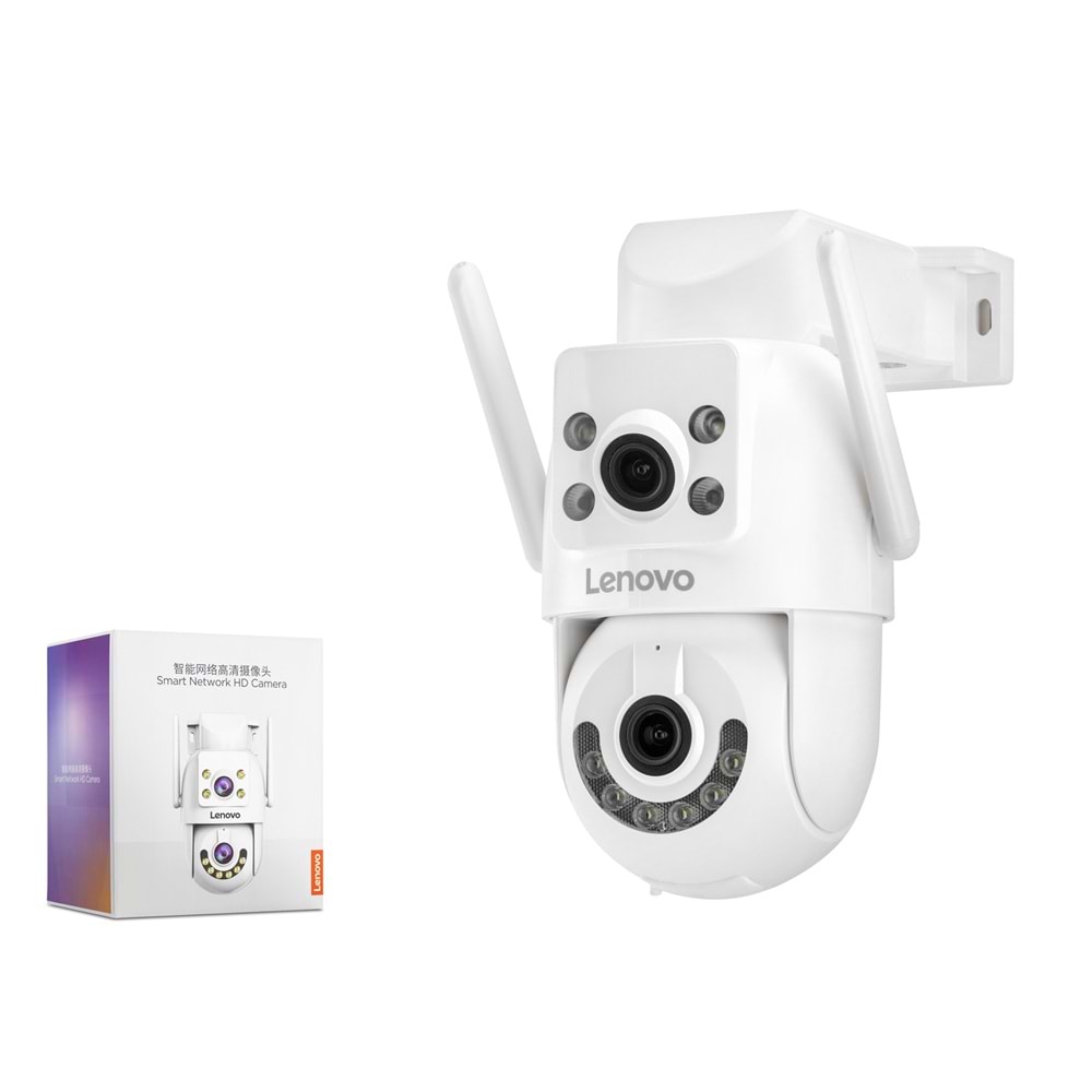 LENOVO X6T Smart Wi-Fi IP Güvenlik Kamerası 2 x 3MP PTZ Beyaz