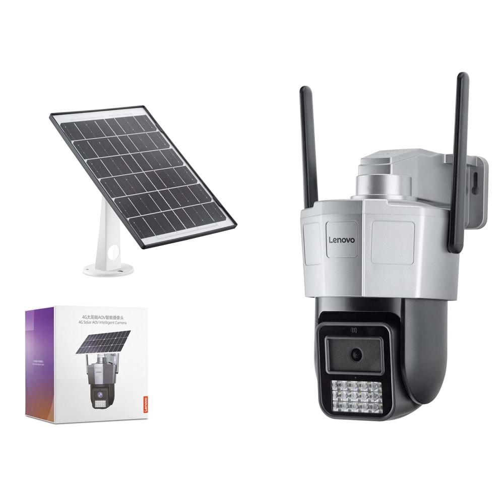 LENOVO X6T4G Smart Solar 4G SIM Kartlı IP Güvenlik Kamerası 3MP AOV PTZ Gri Siyah