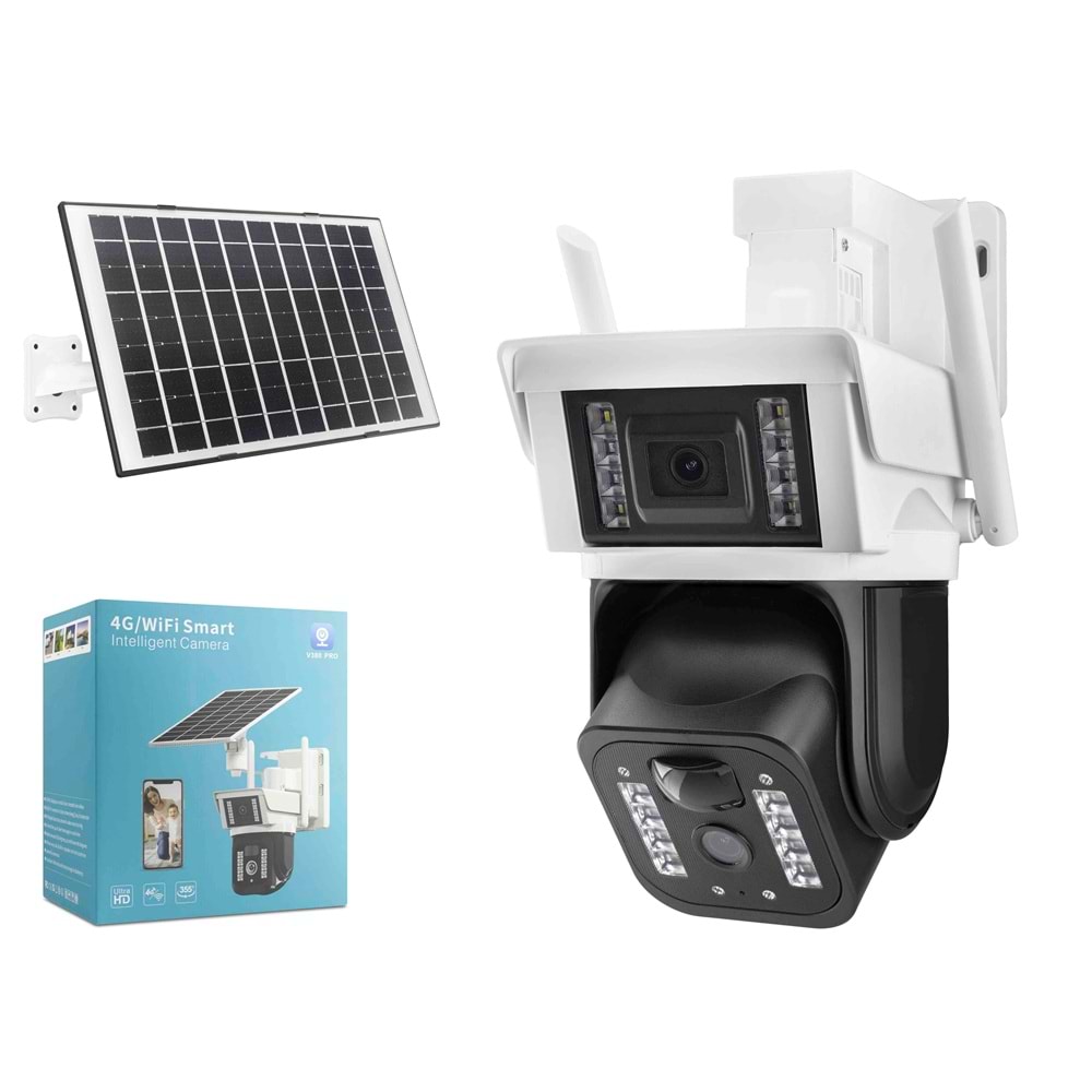 X5-TECH YT-33AI Solar Wi-Fi Speed Dome IP Güvenlik Kamerası 2 x 3MP V380 Beyaz