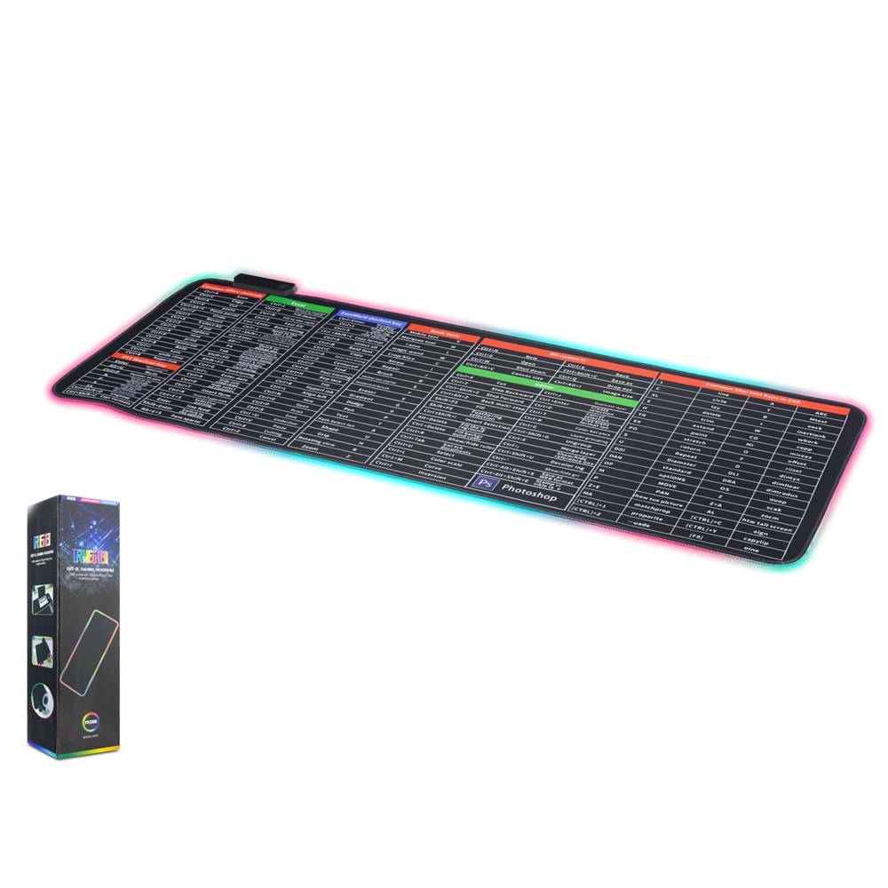 HADRON ZR1003 RGB Mouse Pad 300 x 800 mm PC Kısayollar