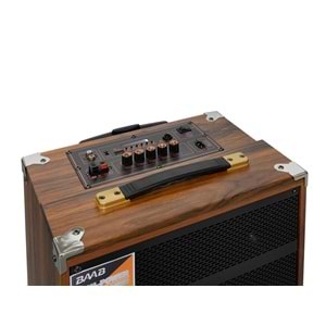 BAAB BQ12 Çift Karaoke Mikrofonlu Bluetooth Hoparlör FM Radyo 40W 12 İnç Kumandalı Ahşap