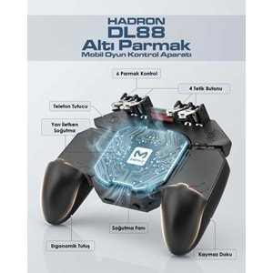 HADRON DL88 Soğutucu Fanlı Telefon Tutuculu Mobil Gamepad 4 Butonlu Siyah