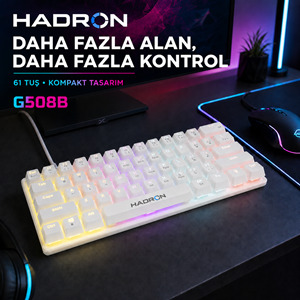 HADRON G508B Mekanik Gaming Mini Klavye Blue Switch RGB 61 Tuş Beyaz
