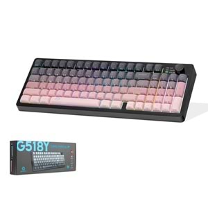 GOOD PRO G518YP Tri Mode Gaming Klavye RGB Sessiz 95 Tuş Pembe