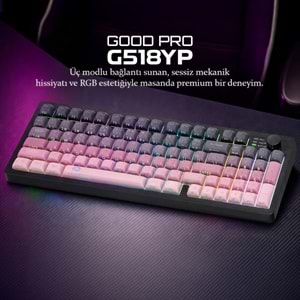 GOOD PRO G518YP Tri Mode Gaming Klavye RGB Sessiz 95 Tuş Pembe