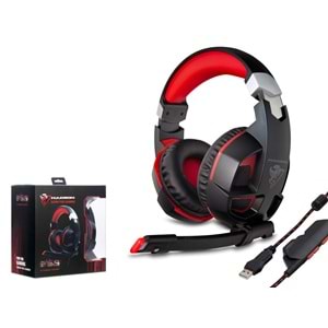 HADRON G59 USB LED 7.1 Surround Over-Ear Mikrofonlu Gaming Kulaklık PS4 Uyumlu Siyah Kırmızı