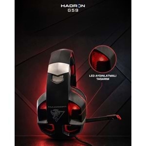 HADRON G59 USB LED 7.1 Surround Over-Ear Mikrofonlu Gaming Kulaklık PS4 Uyumlu Siyah Kırmızı