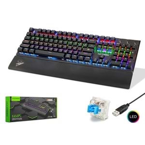 HADRON G605 Mekanik Gaming Klavye Blue Switch Bilek Destekli RGB 104 Tuş Siyah