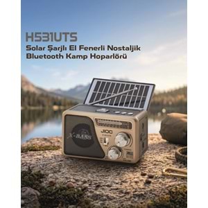 JIOC H531UTS Nostaljik FM AM SW Radyo USB TF Solar Şarjlı LED El Fenerli 3W Taşınabilir Kamp Radyosu