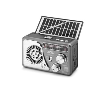 JIOC H532UTS Nostaljik FM AM SW Radyo USB TF Solar Şarjlı LED El Fenerli 3W Taşınabilir Kamp Radyosu