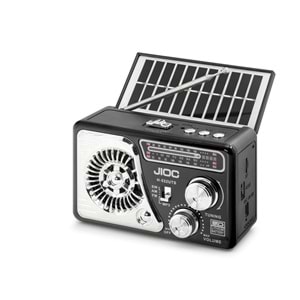 JIOC H532UTS Nostaljik FM AM SW Radyo USB TF Solar Şarjlı LED El Fenerli 3W Taşınabilir Kamp Radyosu