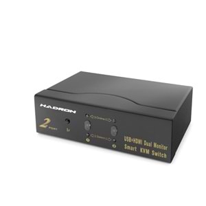 HADRON HDX1376 HDMI KVM Matrix Switch Dual Monitor 2 USB Hub 2 Console Kumandalı 4 HDMI Portlu Siyah