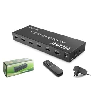 HADRON HDX1388 HDMI Matrix Switch Ses Çıkışlı Kumandalı 4K 60 Hz 2 Giriş 4 Çıkış Siyah