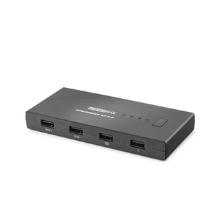 HADRON HDX1425 HDMI KVM Switch 2 USB Hub 2 Console Harici Butonlu KVM Kablo Setli 4 HDMI Port Siyah