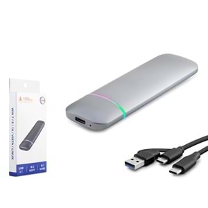 HADRON HDX1772 M.2 NVMe NGFF Harici SSD Kutusu USB Type-C 10 Gbps Çift Arabirim RGB Gri