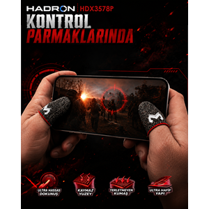 HADRON HDX3578P Mobil Oyun Parmak Eldiveni PUBG CoD Free Fire Dokunmatik Siyah