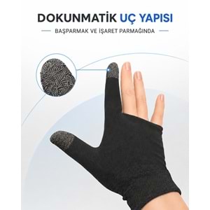HADRON HDX3598 Yarım El Mobil Oyun Eldiveni PUBG CoD Free Fire Dokunmatik Siyah