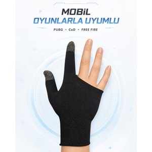 HADRON HDX3598 Yarım El Mobil Oyun Eldiveni PUBG CoD Free Fire Dokunmatik Siyah
