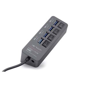 iETOP HDX7056 USB 3.1 Gen1 Anahtarlı Hub 4 Port 5 Gbps Siyah