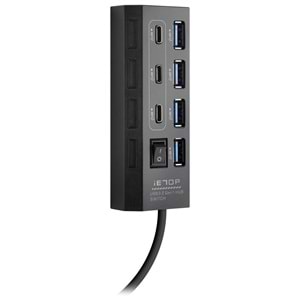 iETOP HDX7057 Type-C 3.2 Gen1 Anahtarlı Hub 7 Port 5 Gbps Siyah
