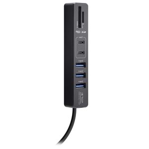 iETOP HDX7061 Type-C 3.2 Gen1 Combo Hub Kart Okuyucu 7 Port 5 Gbps Siyah