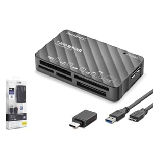 iETOP HDX7064 USB Type-C 3.1 Gen1 All in One Kart Okuyucu CF SD MicroSD MS XD 5 Gbps Siyah