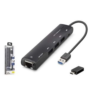 iETOP HDX7897 USB Type-C 3.2 Gen1 Combo Hub Gigabit LAN 4 Port 5 Gbps Siyah