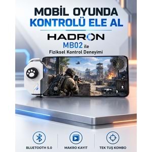 HADRON MB02 Mobil Oyun Joysticki Makro Kombo Bluetooth 5.0 150 mAh Beyaz Siyah