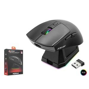 MOFAN MF1215B Dual Mode RGB Gaming Mouse Manyetik Şarj Standlı 2.4 GHz Bluetooth Siyah