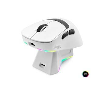 MOFAN MF1216W Tri Mode RGB Gaming Mouse Manyetik Şarj Standlı OLED Ekranlı 12000 DPI Beyaz