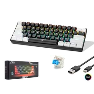 MOFAN MF1701BW Mekanik Gaming Mini Klavye Blue Switch RGB 61 Tuş Siyah Beyaz