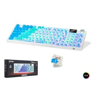 MOFAN MF1705M Kablosuz Mekanik Gaming Klavye Blue Switch RGB 95 Tuş Mavi Beyaz