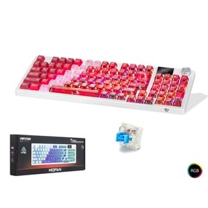 MOFAN MF1705R Kablosuz Mekanik Gaming Klavye Blue Switch RGB 95 Tuş Kırmızı Beyaz