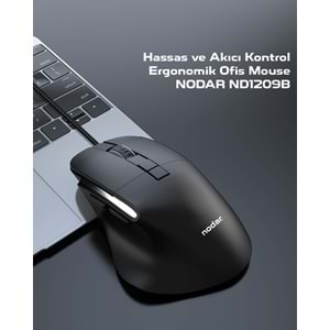 NODAR ND1209B USB Ergonomik Ofis Mouse 3600 DPI 7 Tuş Siyah