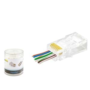 NODAR ND2407 CAT6 EZ RJ45 Konnektör 100 Adetli Kutu Şeffaf