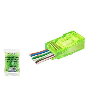 NODAR ND2409 CAT6 EZ RJ45 Konnektör 100 Adetli Paket Yeşil