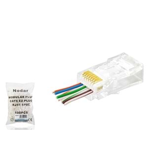 NODAR ND2415 CAT6 EZ RJ45 Konnektör 100 Adetli Paket Şeffaf